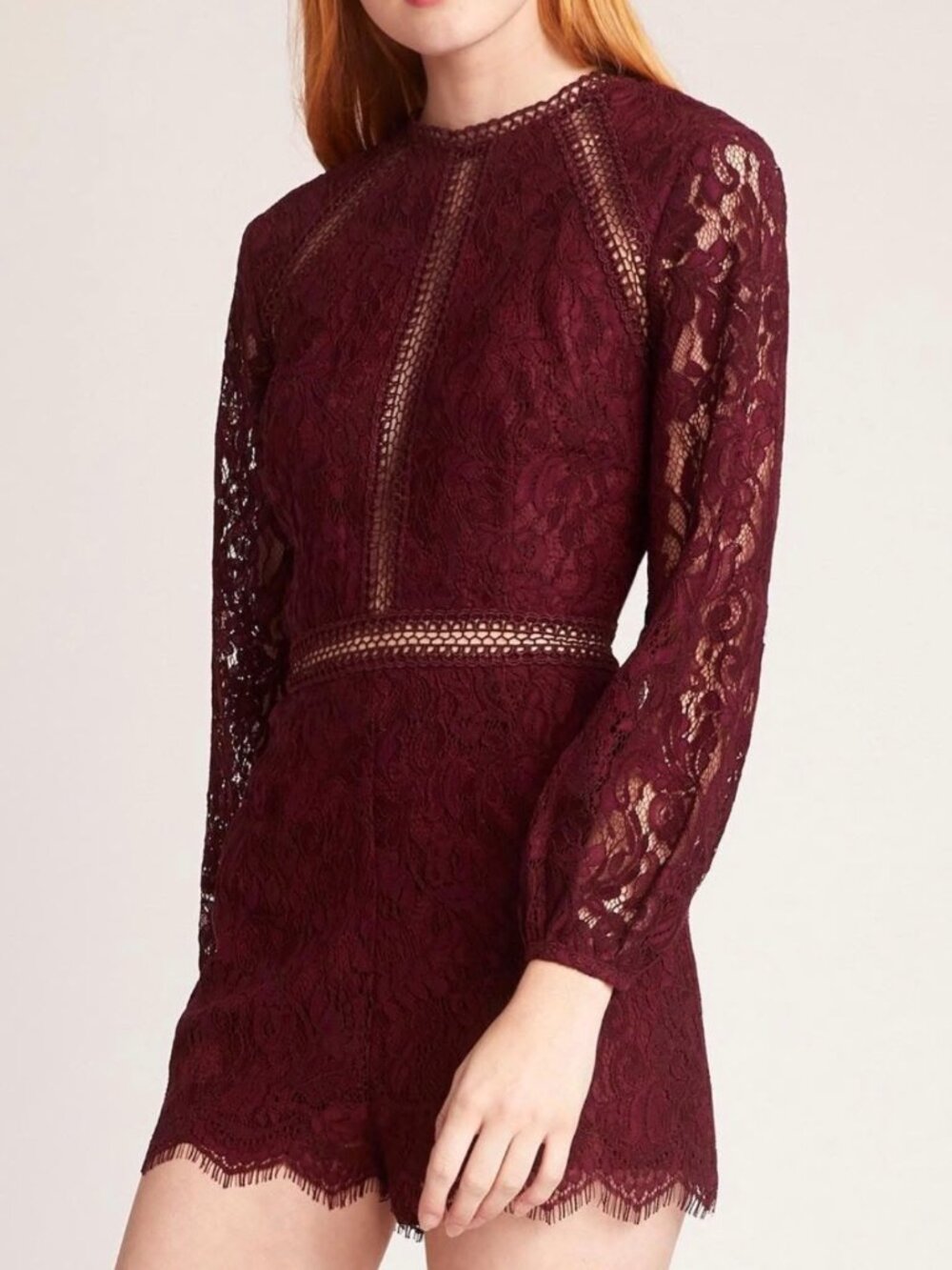 BB Dakota Bordeaux Lace Romper